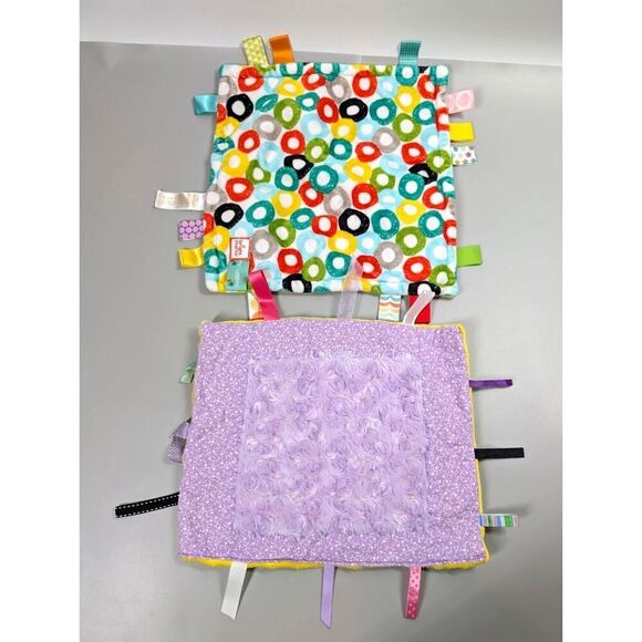 3 Lovey Security Blanket Dinosaur Taggies Bright Starts Rattle Baby Sensory Tag - Picture 2 of 12